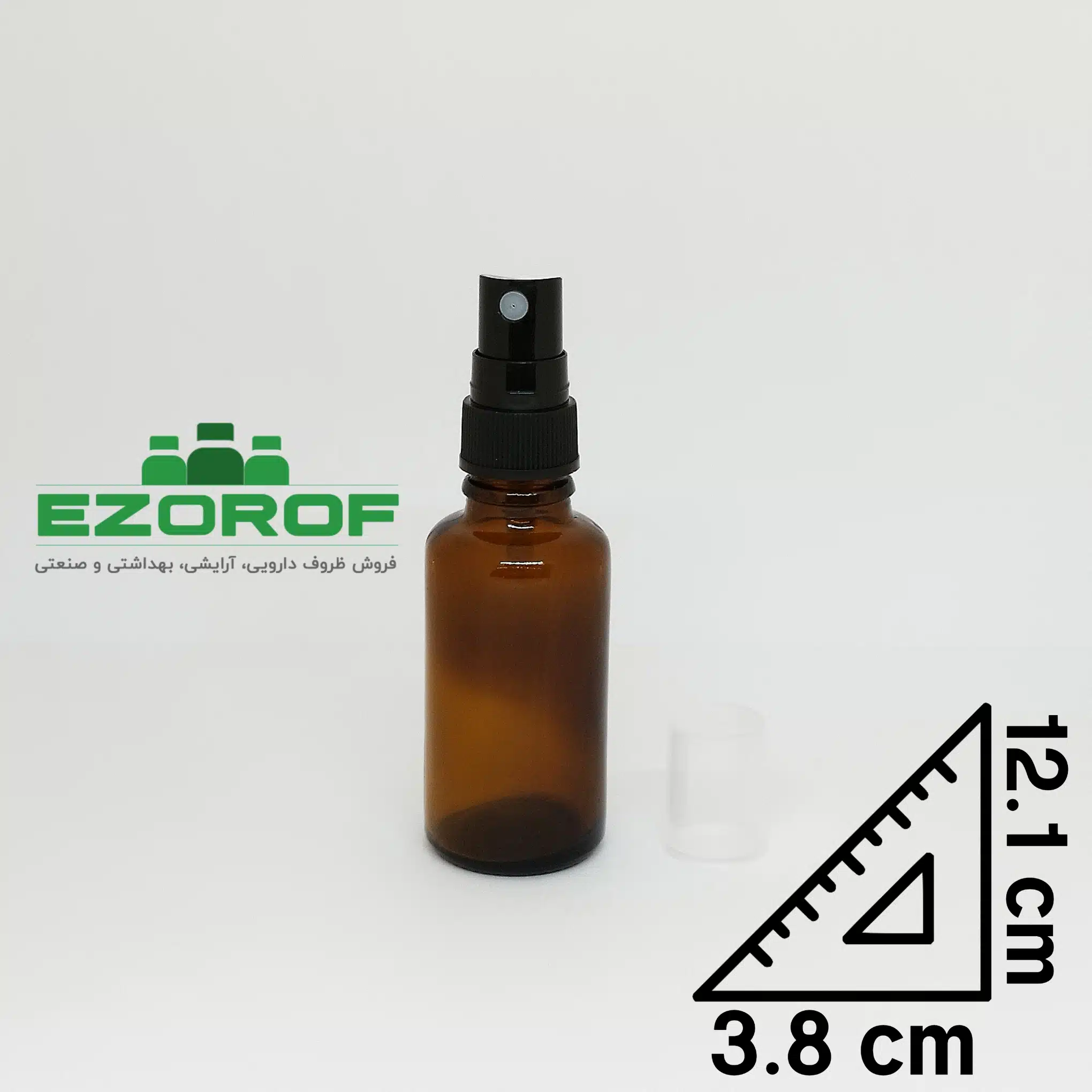 شیشه ۵۰ میل قهوه ای با اسپری ۱۸ مشکی - Image 2