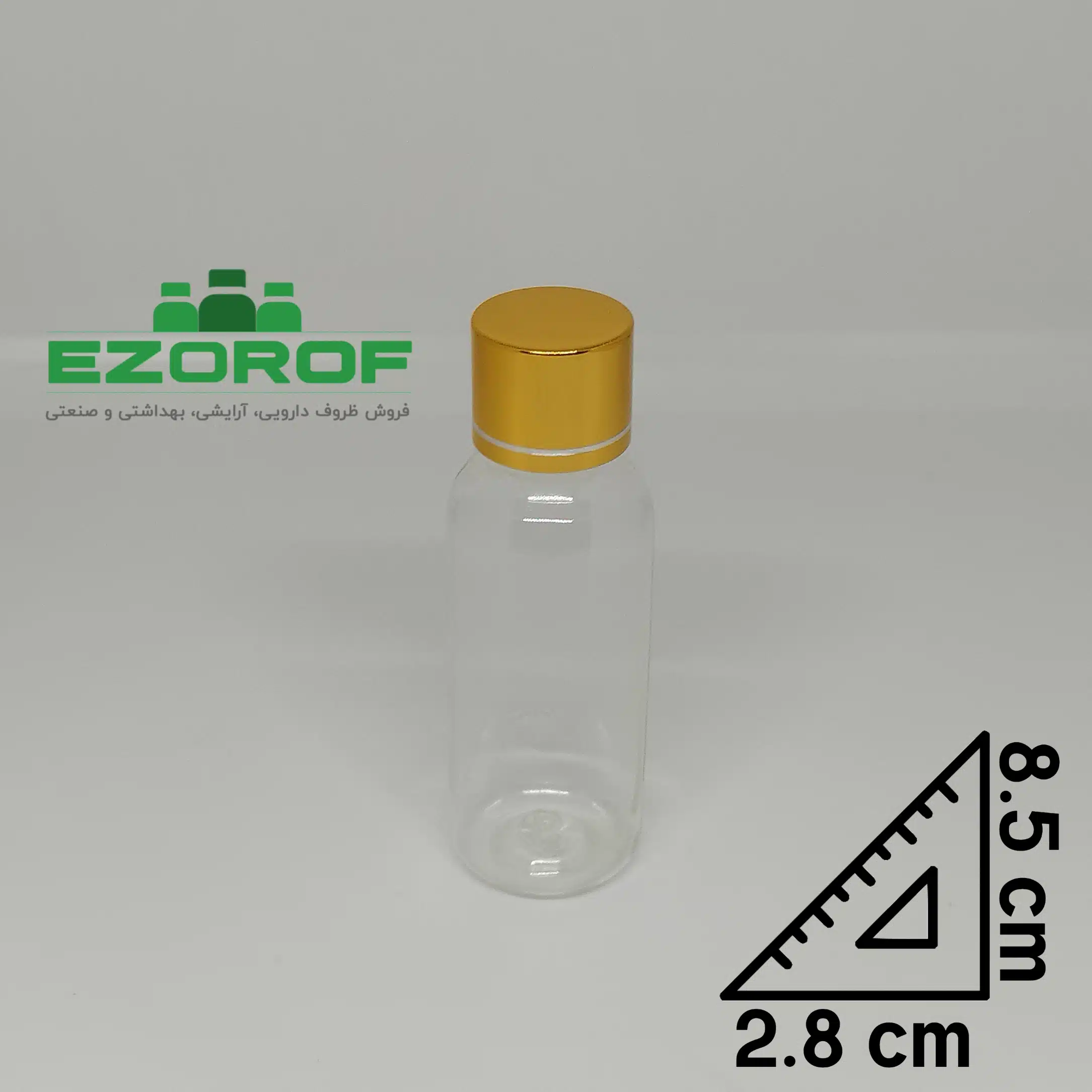 پت ۳۰ میل شفاف دهانه ۱۸ با درب ۱۸ طلایی خط دار - Image 2