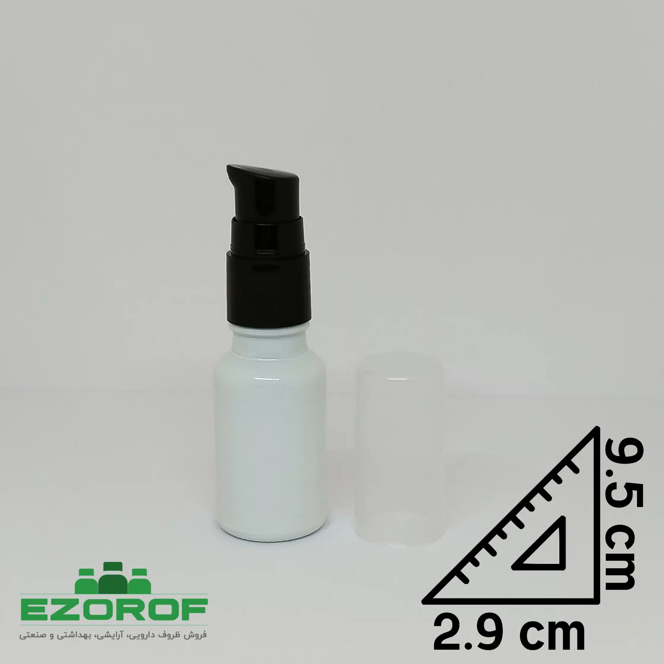 شیشه ۱۸ میل سفید با غلیظ پاش ۱۸ مشکی - Image 2