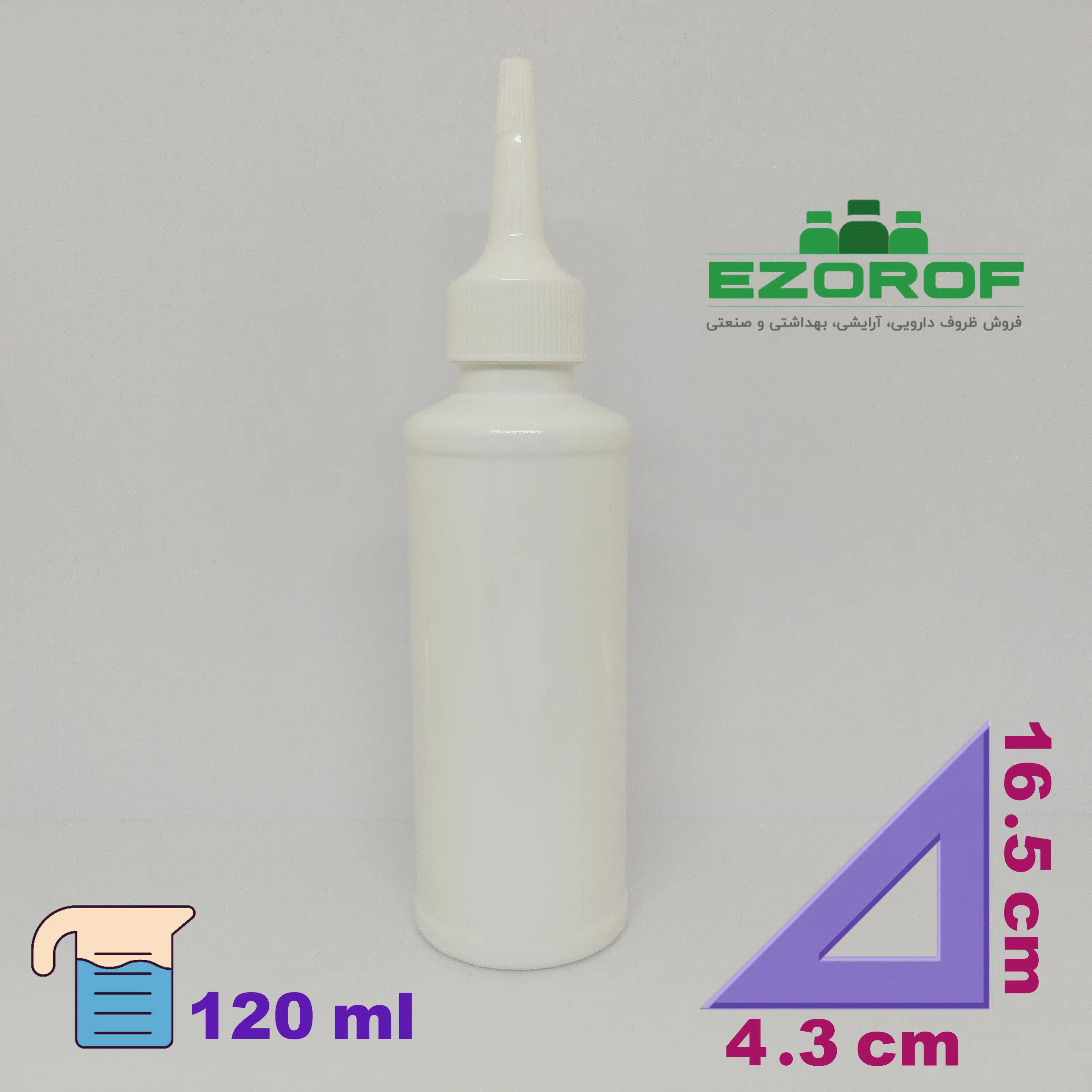 پت ۱۲۰ میل سفید ۲۴ با درب چسبی ۲۴ سفید - Image 2