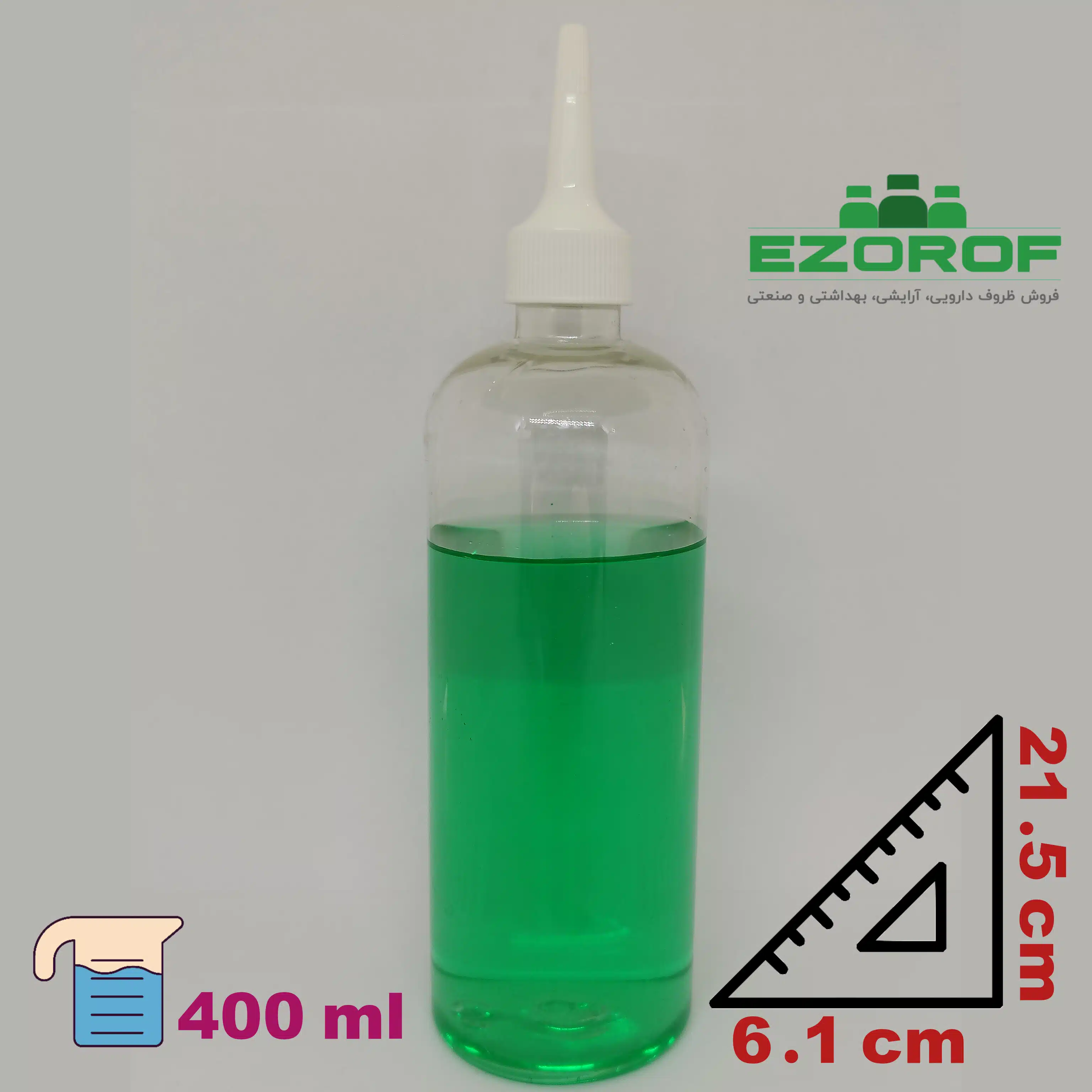 پت ۴۰۰ میل شفاف ۲۴ با درب چسبی ۲۴ سفید - Image 2