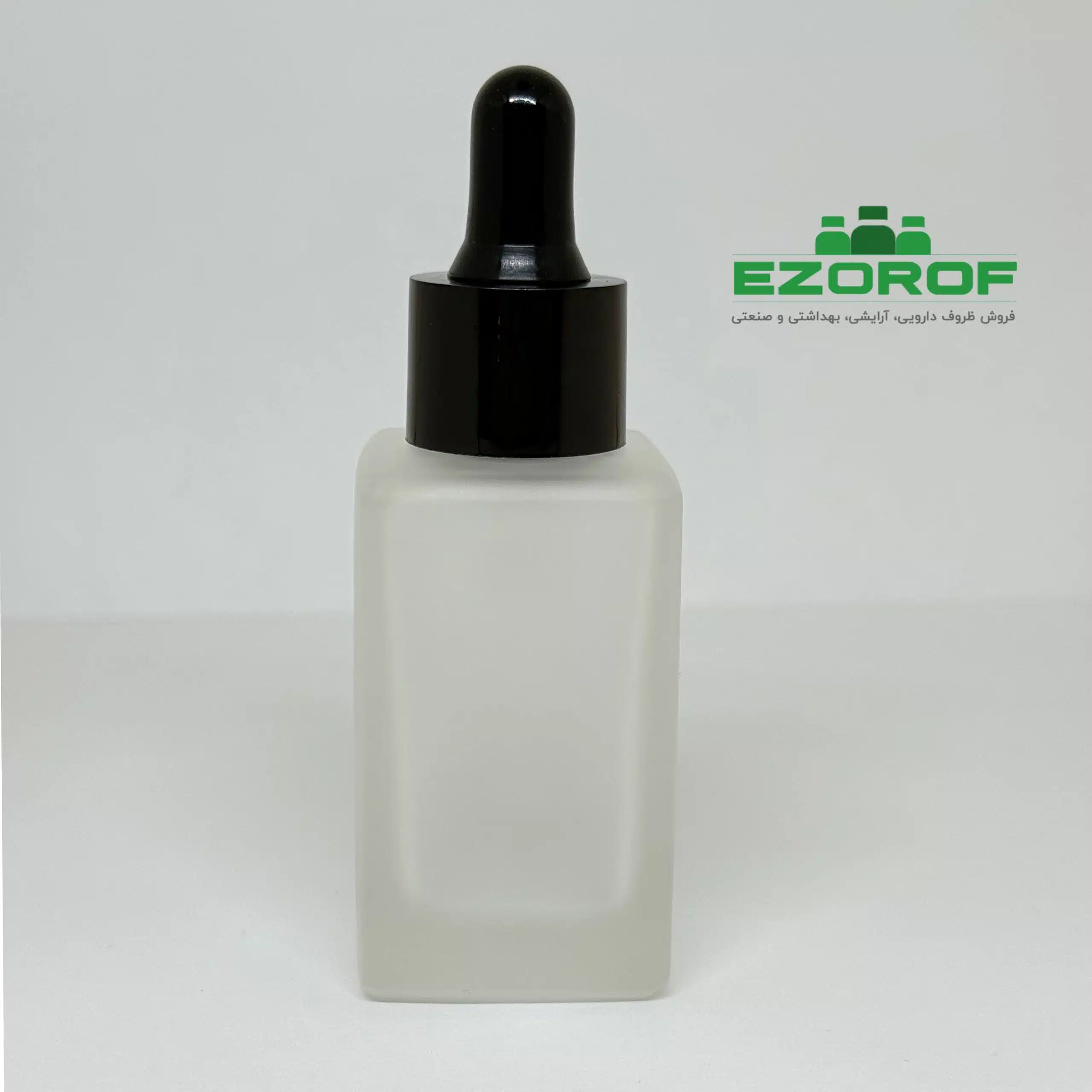 شیشه 30 میل چهارگوش مات با قطره چکان مشکی دهانه 20 - Image 5