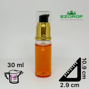 بطری پت 30 میل شفاف با غلیظ پاش 20 طلایی مشکی